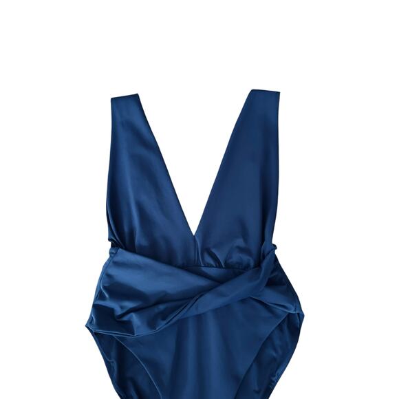 NEW Agua Bendita Ellis One Piece Blue Deep V Neck Open Back Latin Swimsuit XL - Picture 10 of 15